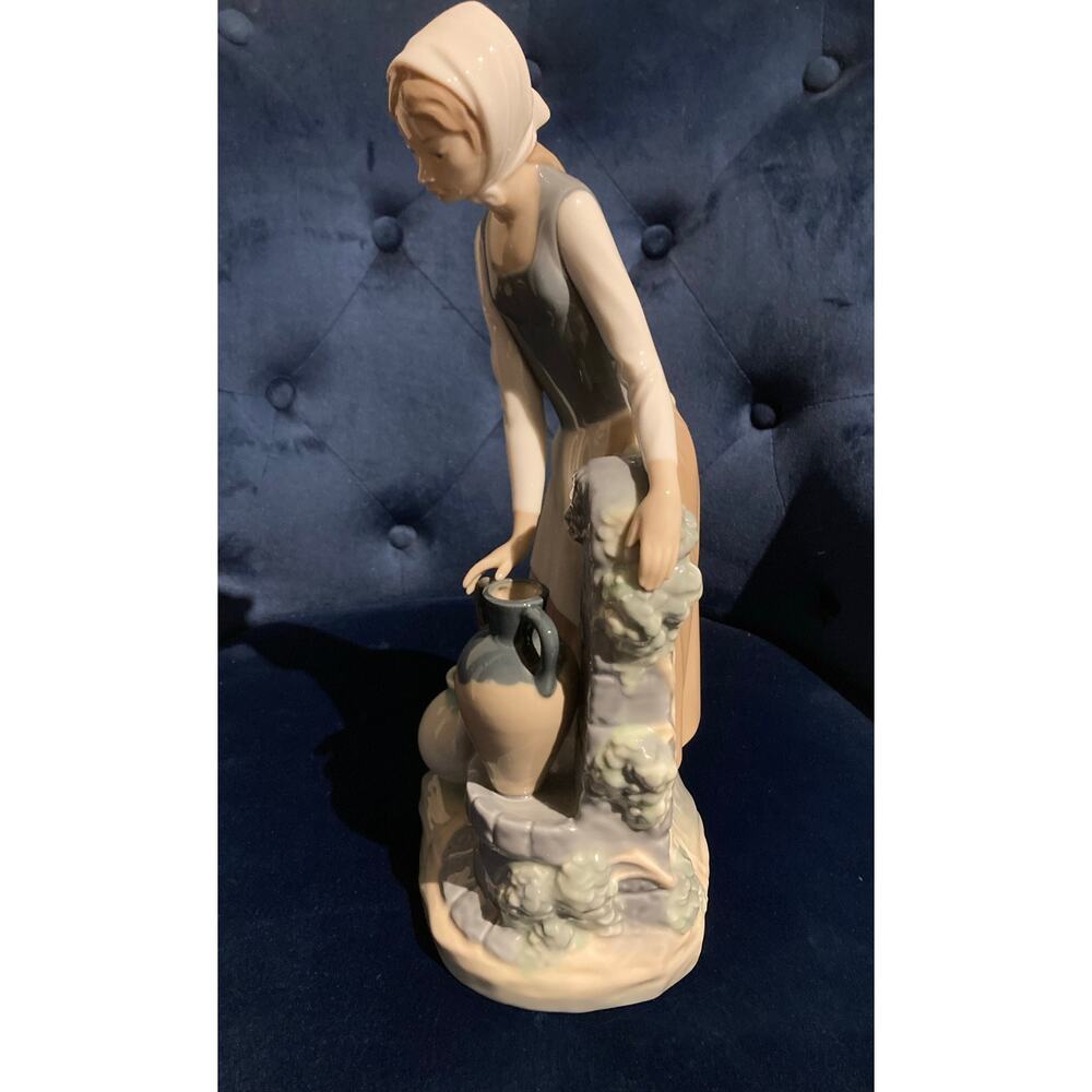 NAO by Lladro “Girl at the Well” Vintage Porcelain Figurine –Handcrafted Spain